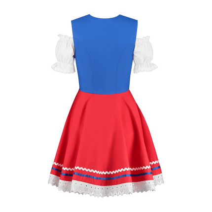 Oktoberfest Dirndl Jurk Oktoberfest Rood Blauw Dames 2 Delig van Haus Huberts koop je bij Partywinkel