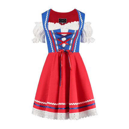 Oktoberfest Dirndl Jurk Oktoberfest Rood Blauw Dames 2 Delig van Haus Huberts koop je bij Partywinkel