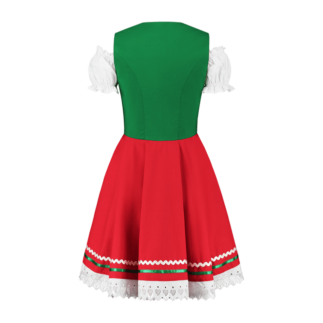 Oktoberfest Dirndl Jurk Oktoberfest Rood Groen Dames 2 Delig van Haus Huberts koop je bij Partywinkel