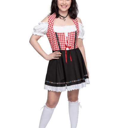 Oktoberfest Dirndl Jurk Oktoberfest Rood Wit Zwart Dames van Haus Huberts koop je bij Partywinkel