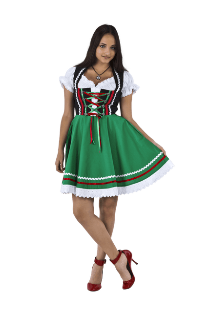 Oktoberfest Dirndl Jurk Oktoberfest Zwart Groen Dames 2 Delig van Haus Huberts koop je bij Partywinkel