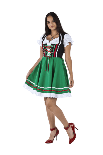 Oktoberfest Dirndl Jurk Oktoberfest Zwart Groen Dames 2 Delig van Haus Huberts koop je bij Partywinkel