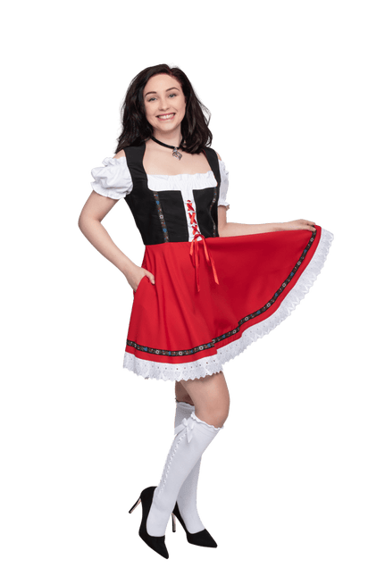 Oktoberfest Dirndl Jurk Oktoberfest Zwart Rood Dames van Haus Huberts koop je bij Partywinkel