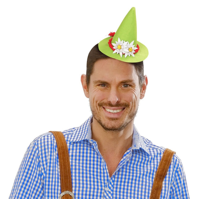 Oktoberfest Hoed Tiroler Mini Met Edelweiss van Widmann koop je bij Partywinkel