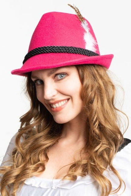 Oktoberfest Tiroler Hoed Beieren Roze van Partychimp koop je bij Partywinkel