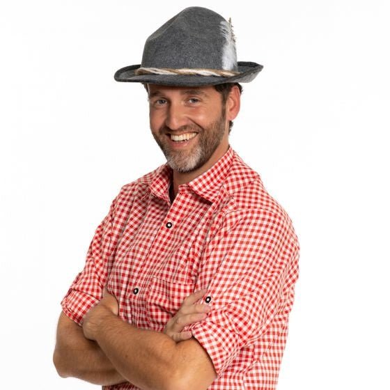 Oktoberfest Tiroler Hoed Grijs Vilt van Partychimp koop je bij Partywinkel