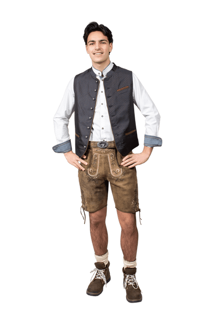 Oktoberfest Vest Blauw Trachtenweste Jaquard van Haus Huberts koop je bij Partywinkel