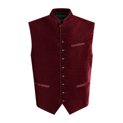 Oktoberfest Vest Rood Trachtenweste Jaquard van Haus Huberts koop je bij Partywinkel