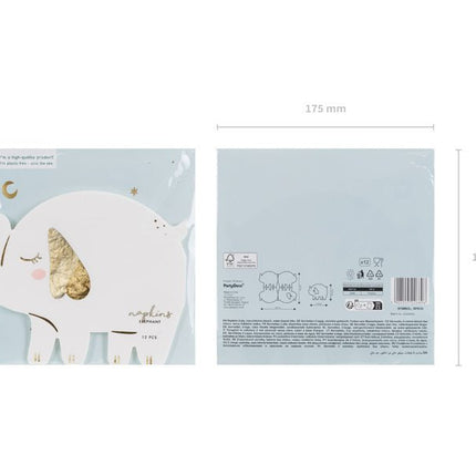 Olifant Servetten 16cm 12st van Partydeco koop je bij Partywinkel