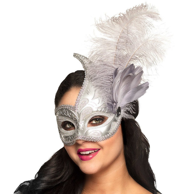 Oogmasker Venice Prezioso Zilver van Boland koop je bij Partywinkel