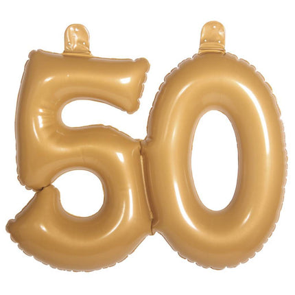 Opblaascijfer 50 Goud 45cm van Folat koop je bij Partywinkel