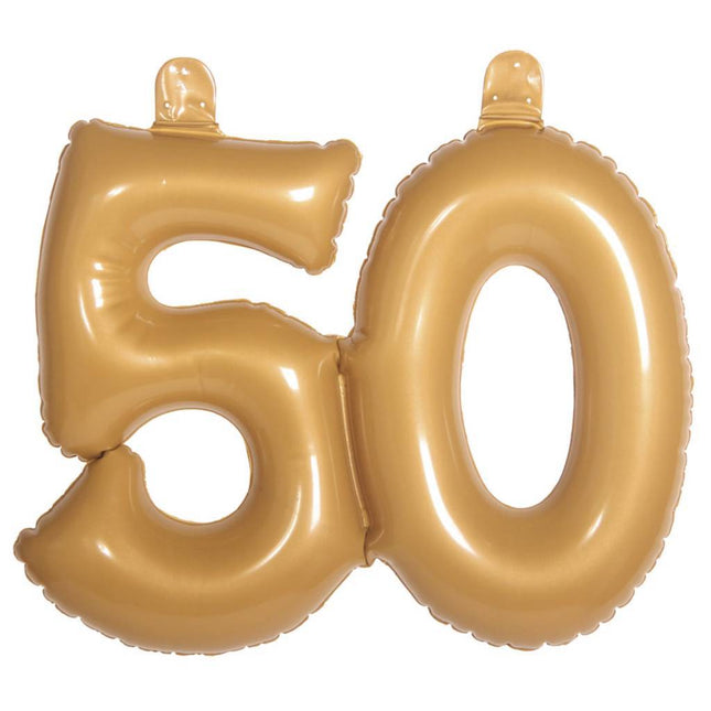 Opblaascijfer 50 Goud 45cm van Folat koop je bij Partywinkel
