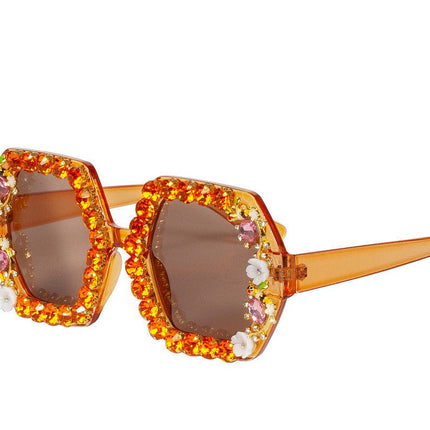 Oranje Bril Strass Bloemetjes van Wilbers & Wilbers koop je bij Partywinkel