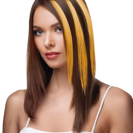 Oranje Hair Extension 50cm 3st van Fiestas Guirca koop je bij Partywinkel