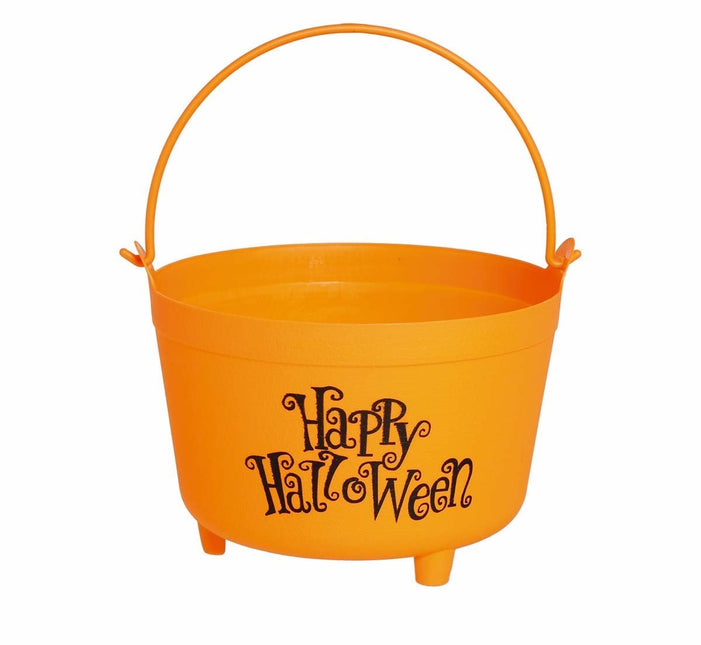 Oranje Halloween Snoep Emmer Happy Halloween 30cm van Fiestas Guirca koop je bij Partywinkel