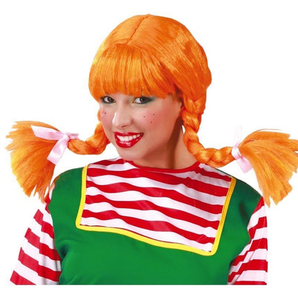Oranje Pruik met Vlechten van Fiestas Guirca koop je bij Partywinkel