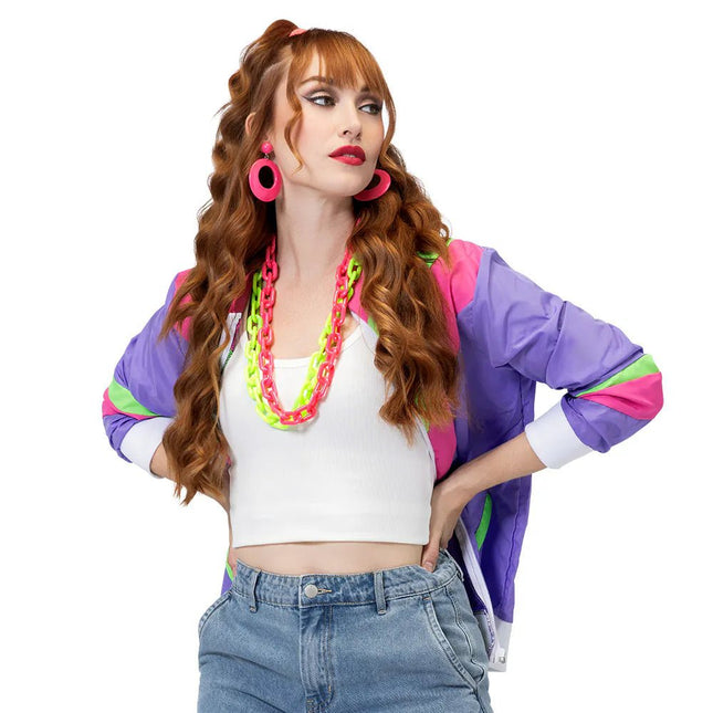 Paar oorbellen Retro neonroze van Boland koop je bij Partywinkel