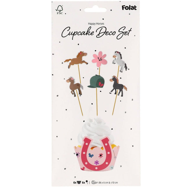 Paard Cupcake Toppers 12 delig van Folat koop je bij Partywinkel