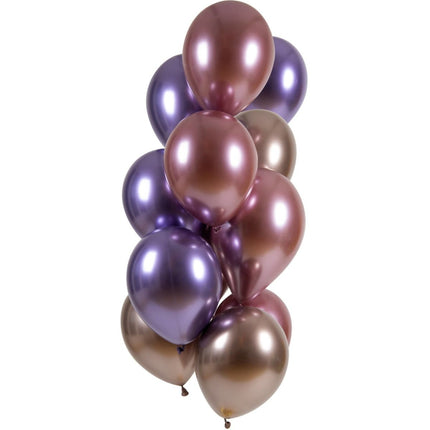 Paars Roze Ballonnen Chroom 33cm 12st van Folat koop je bij Partywinkel