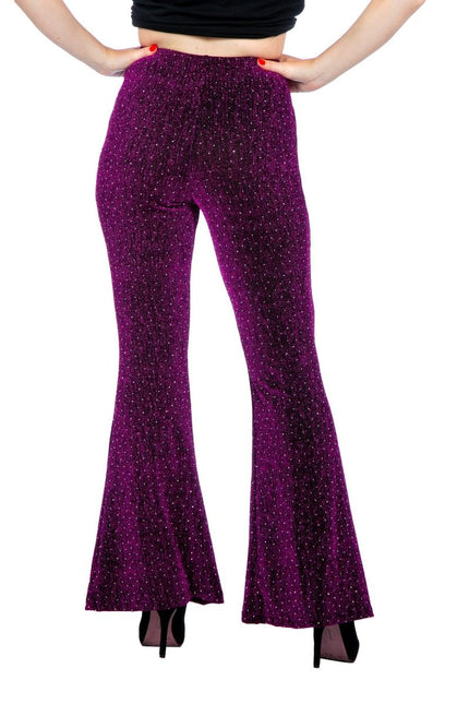 Paarse Broek Dames Flared Glitter van Wilbers & Wilbers koop je bij Partywinkel