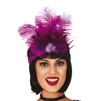 Paarse Hoofdband Veren van Fiestas Guirca koop je bij Partywinkel