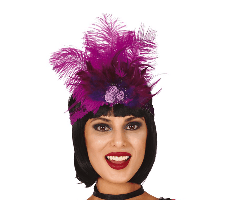 Paarse Hoofdband Veren van Fiestas Guirca koop je bij Partywinkel