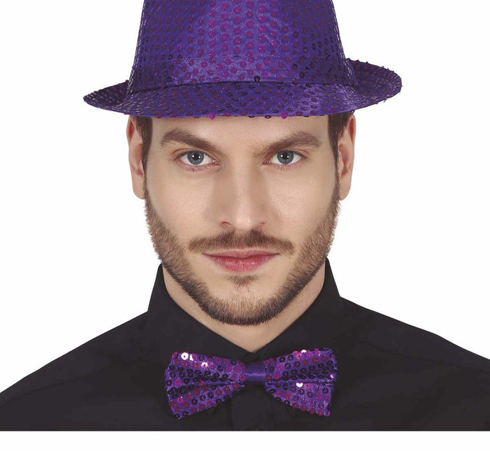 Paarse Strik Pailletten 12cm van Fiestas Guirca koop je bij Partywinkel