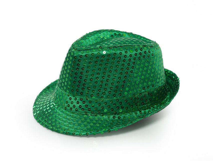 Pailletten Hoedje Groen met Licht incl Batterijen van Partychimp koop je bij Partywinkel