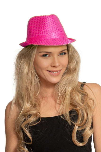 Pailletten Hoedje Neon Roze van Partychimp koop je bij Partywinkel