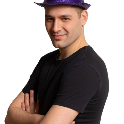 Pailletten Hoedje Paars met licht incl Batterijen van Partychimp koop je bij Partywinkel