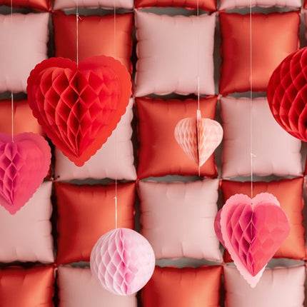 Hartjes Honeycombs Rood Roze 30cm 3st van Partydeco koop je bij Partywinkel