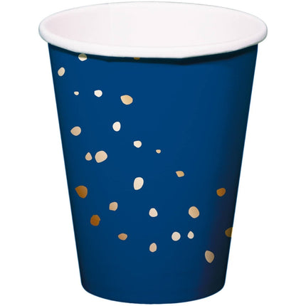 Papieren Bekers - Elegant True Blue - 250 ml - 8 stuks van Folat koop je bij Partywinkel