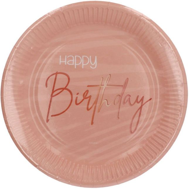 Papieren Borden - Elegant Lush Blush - 23 cm - 8 stuks van Folat koop je bij Partywinkel