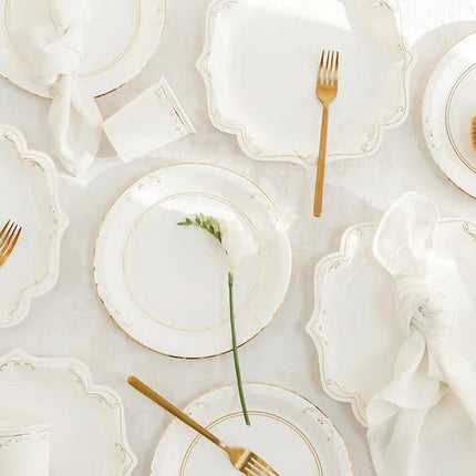 Papieren bordjes met versiering, wit, 23 cm van Partydeco koop je bij Partywinkel