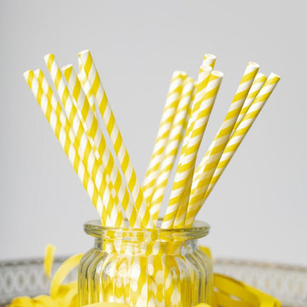 Papieren Rietjes Gele Gestreept 19,7cm 20st van WeFiesta koop je bij Partywinkel