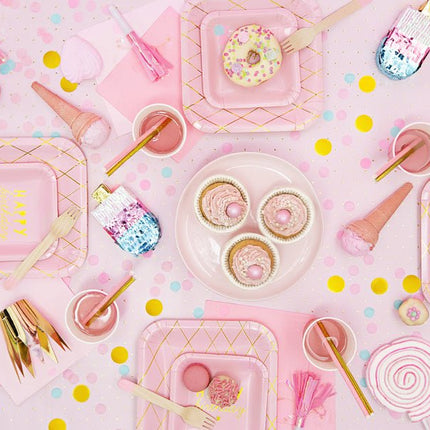 Papieren Rietjes Lichtroze 19,5cm 10st van Partydeco koop je bij Partywinkel