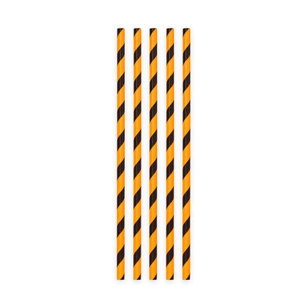 Papieren Rietjes Oranje/Zwart Gestreept 19,7cm 20st van WeFiesta koop je bij Partywinkel