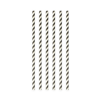 Papieren Rietjes Zwart Gestreept 19,7cm 20st van WeFiesta koop je bij Partywinkel