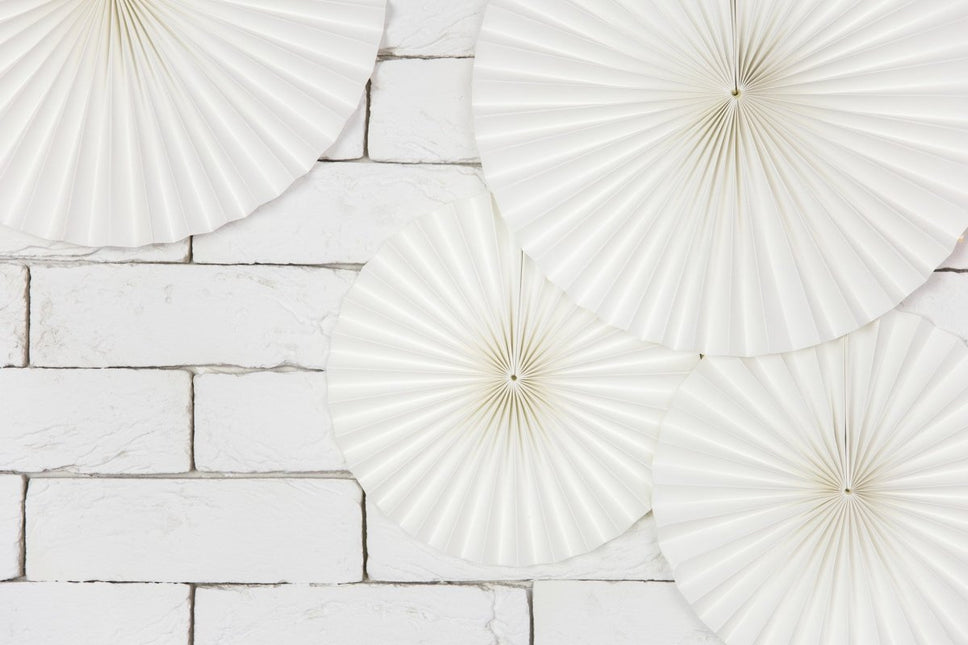 Papieren Waaiers Gebroken Wit Set 23 - 40cm 3 delig van Partydeco koop je bij Partywinkel