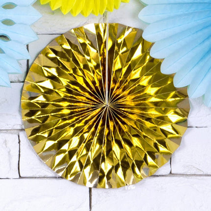 Papieren Waaiers Goud Set 23 - 40cm 3 delig van Partydeco koop je bij Partywinkel
