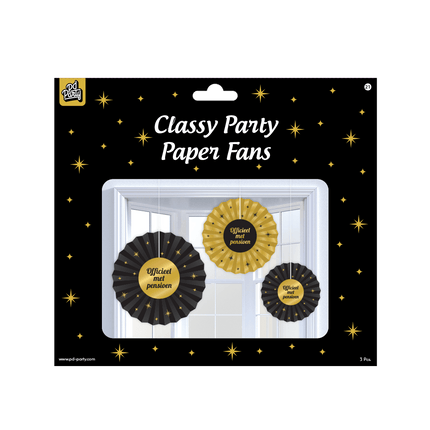 Papieren Waaiers Pensioen Set 20 - 40cm 3 - delig van Paper Dreams koop je bij Partywinkel