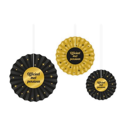 Papieren Waaiers Pensioen Set 20 - 40cm 3 - delig van Paper Dreams koop je bij Partywinkel