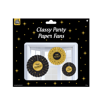 Papieren Waaiers You Did It Set 20 - 40cm 3 - delig van Paper Dreams koop je bij Partywinkel