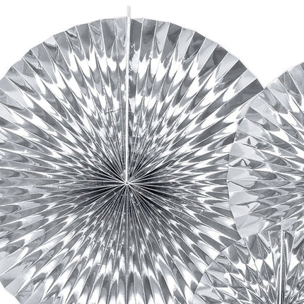 Papieren Waaiers Zilver Folie Set 23 - 40cm 3 delig van Partydeco koop je bij Partywinkel