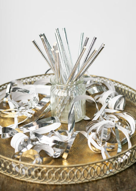 Papieren Zilveren Metallic Rietjes 19,7cm 20st van WeFiesta koop je bij Partywinkel