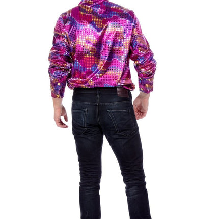 Paarse Blouse Heren Folie Pailletten van Wilbers & Wilbers koop je bij Partywinkel