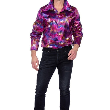 Paarse Blouse Heren Folie Pailletten van Wilbers & Wilbers koop je bij Partywinkel