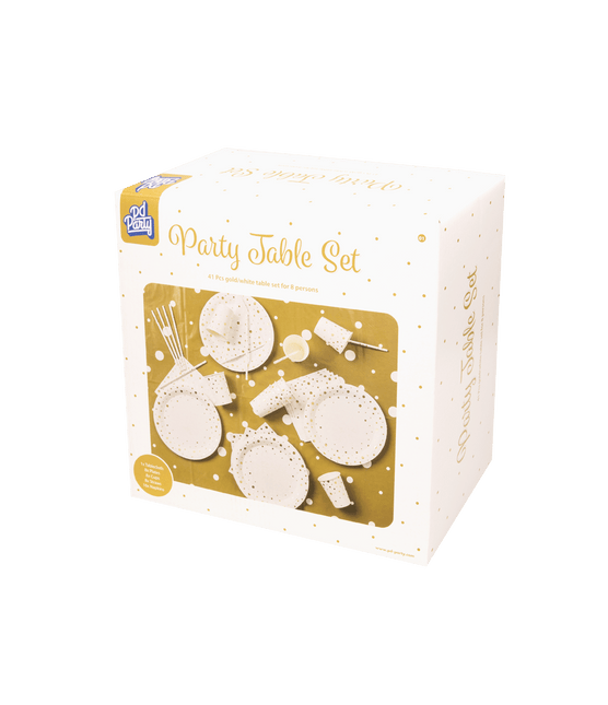 Party Tafelset Goud Wit 41 delig van Paper Dreams koop je bij Partywinkel