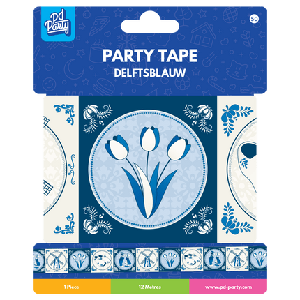 Party Tape Delftsblauw 1,2m van Paper Dreams koop je bij Partywinkel