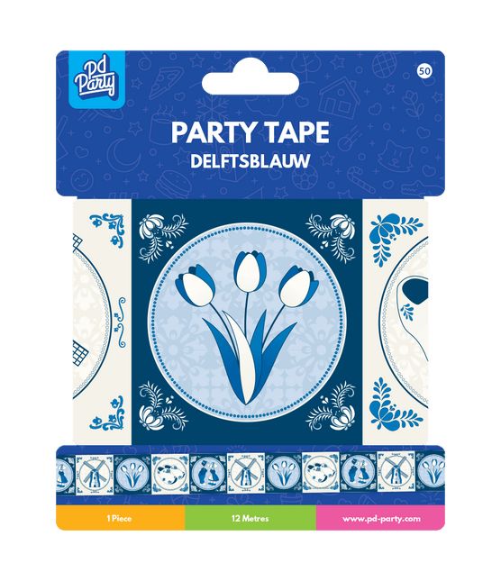 Party Tape Delftsblauw 1,2m van Paper Dreams koop je bij Partywinkel